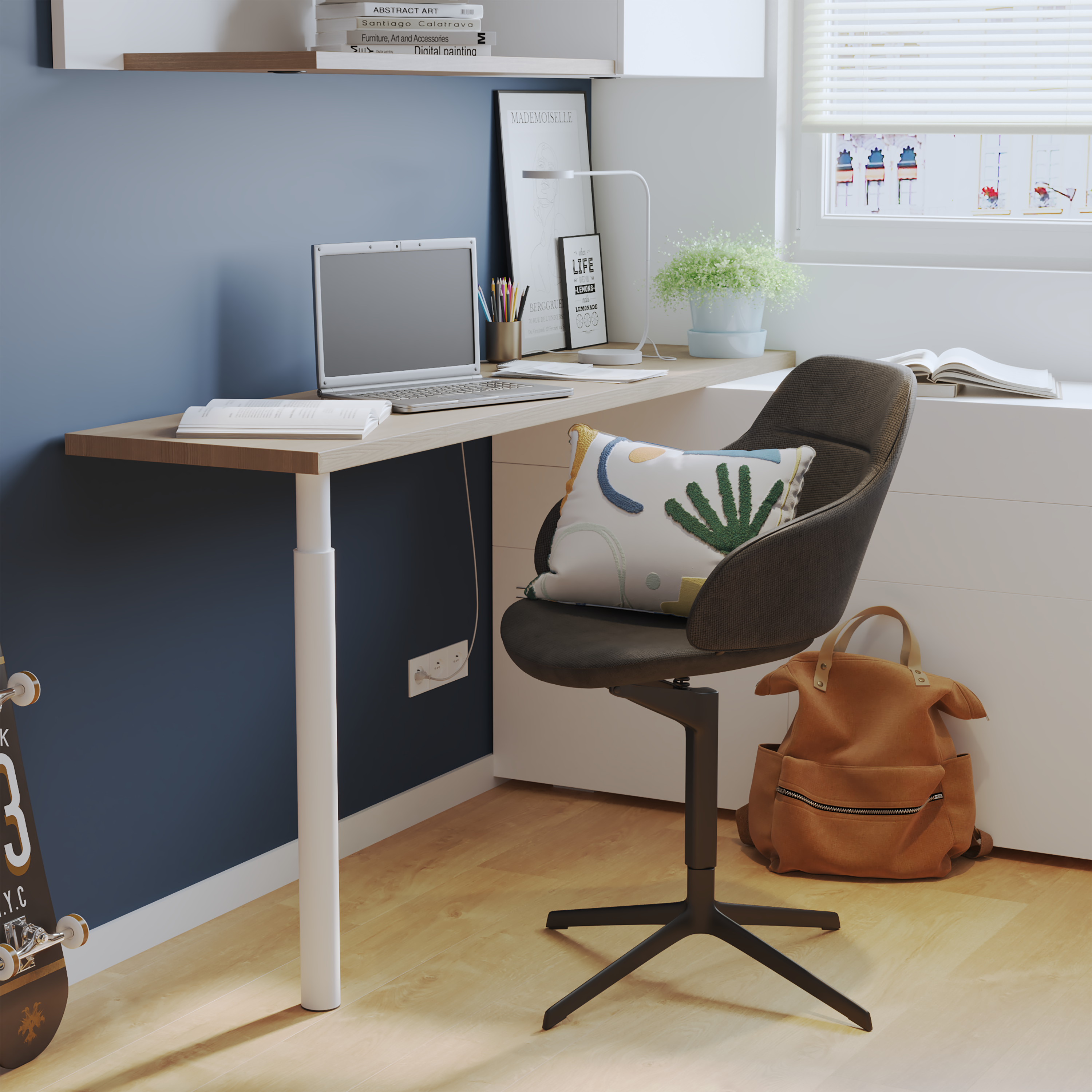 Pied de table blanc, diamètre 6 cm x hauteur réglable de 70 à 110 cm - 4