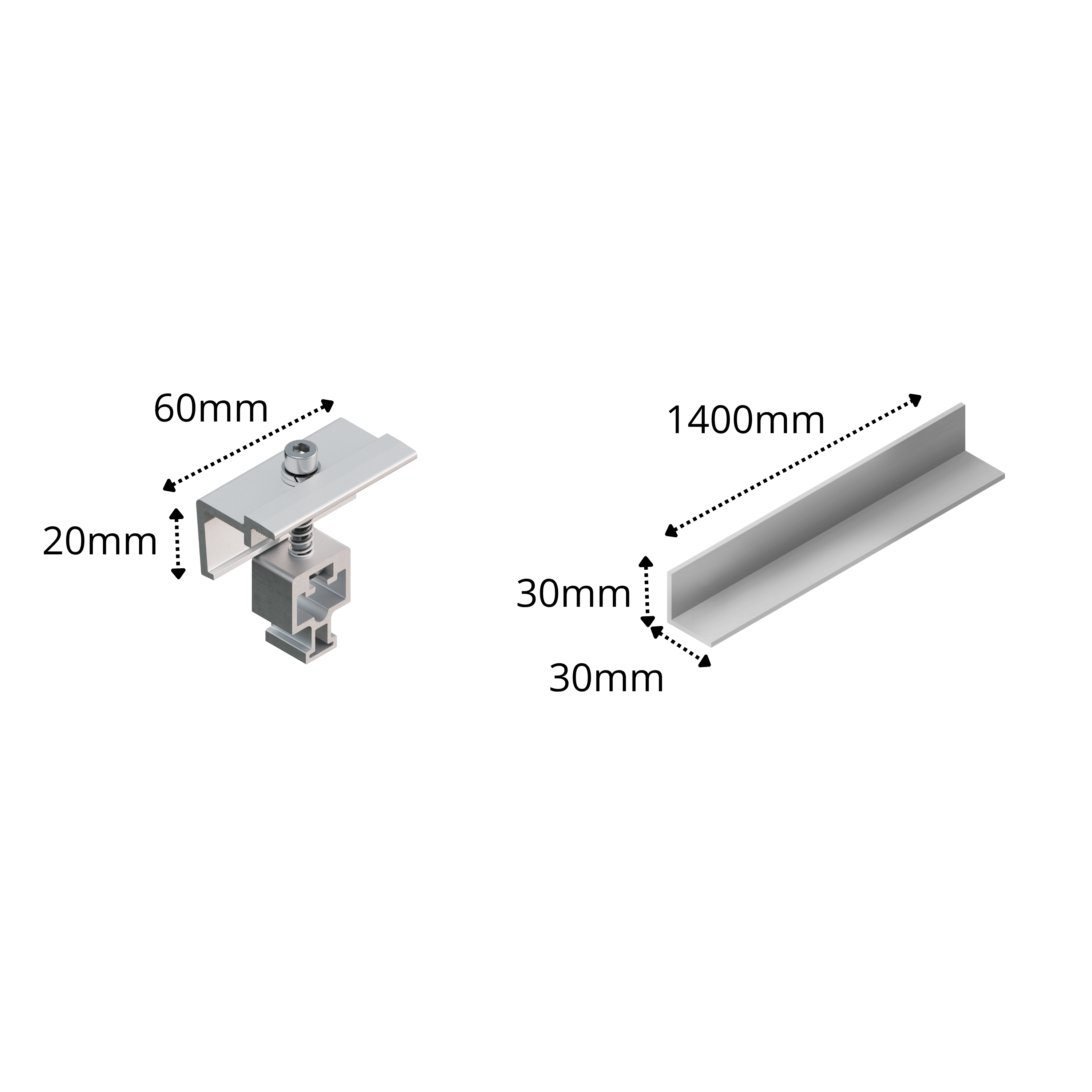 Kit de fixation pour 1 panneau solaire, toit plat ou sol, SUNFER F63 - 3
