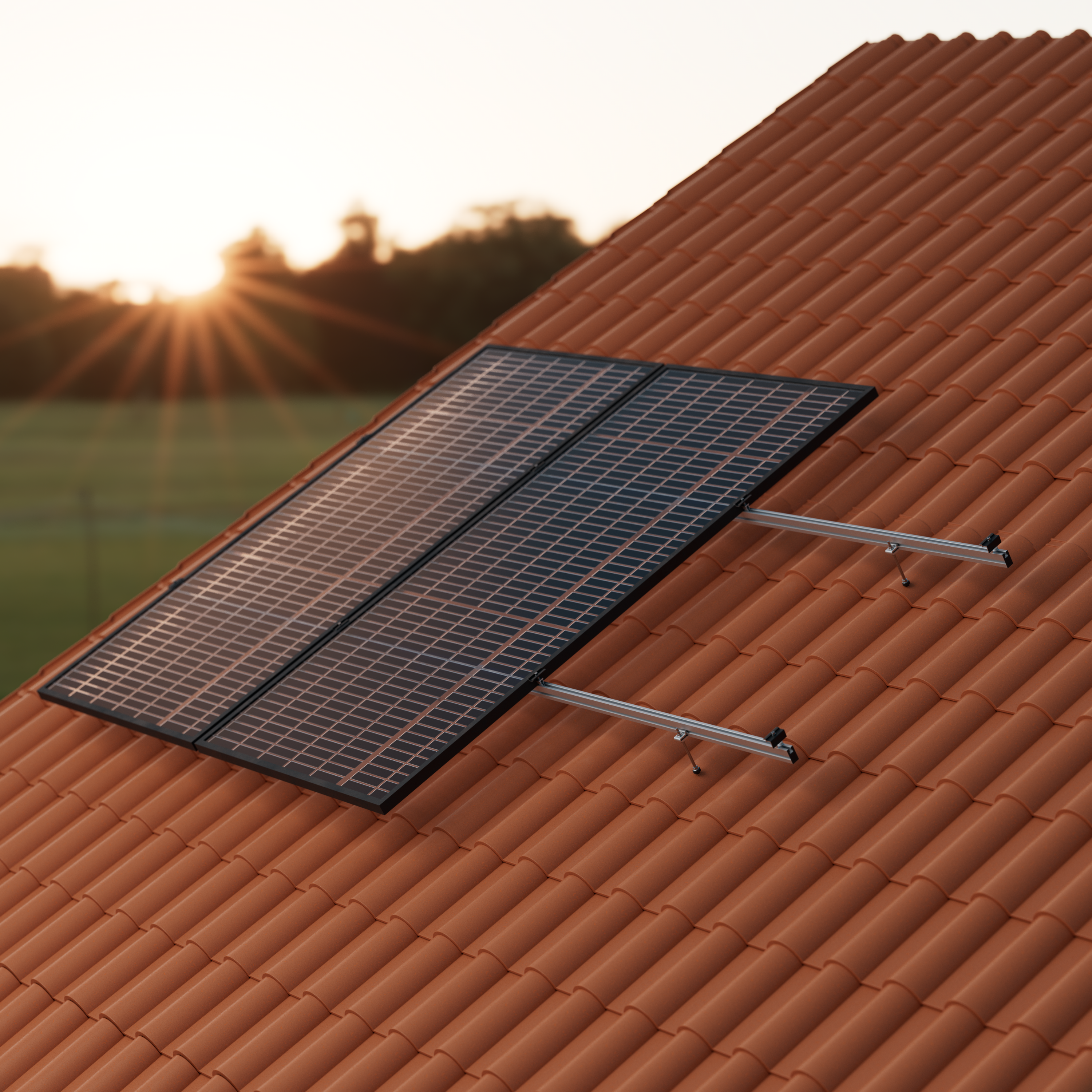 Kit De Support Pour Panneaux Solaires - Rails Et Pinces Pour Toit Plat/incliné, épaisseur Modules 30-35 Mm, Aluminium Anodisé (lot De 10 Pièces)