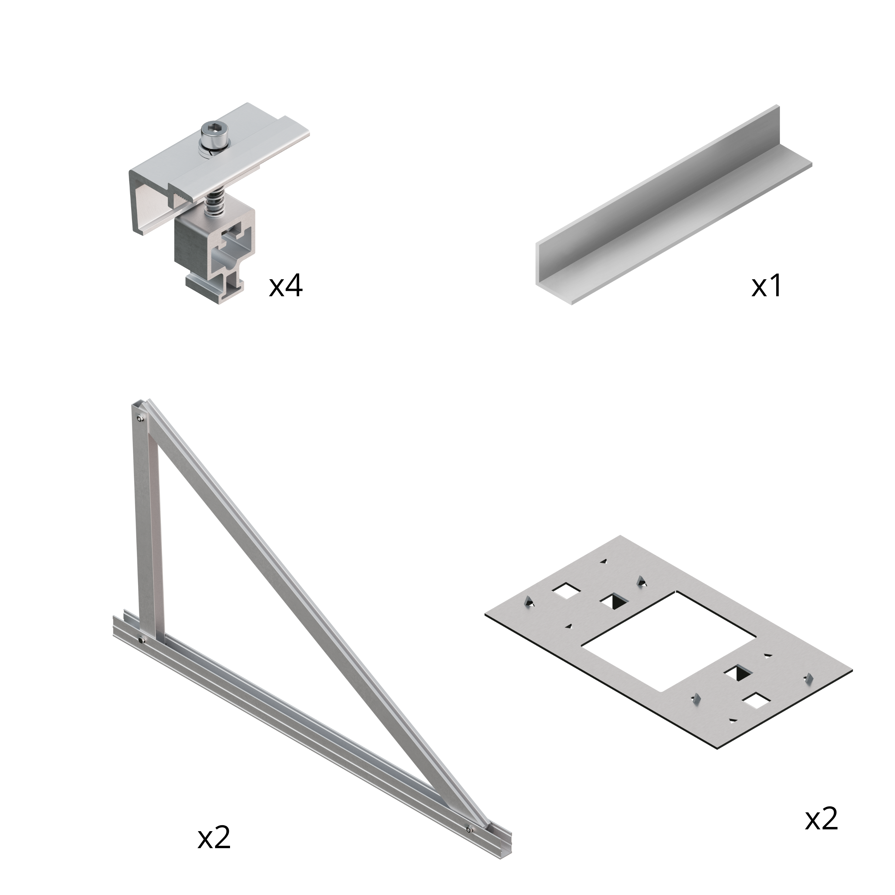 Kit de fixation pour 1 panneau solaire, toit plat ou sol, SUNFER F63 - 4