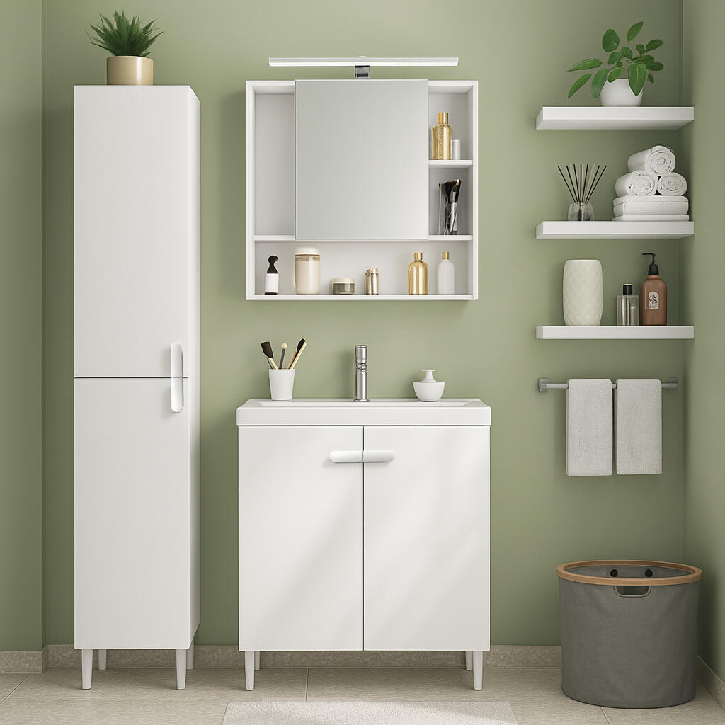 Móvel de casa de banho 70x40x70 cm 2 portas branco mate Sensea Easy - 10