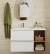 Mobile da bagno sospeso sotto lavabo L 80 x H 55 x P 45 cm bianco laminato opaco, 2 cassetti SENSEA Modern