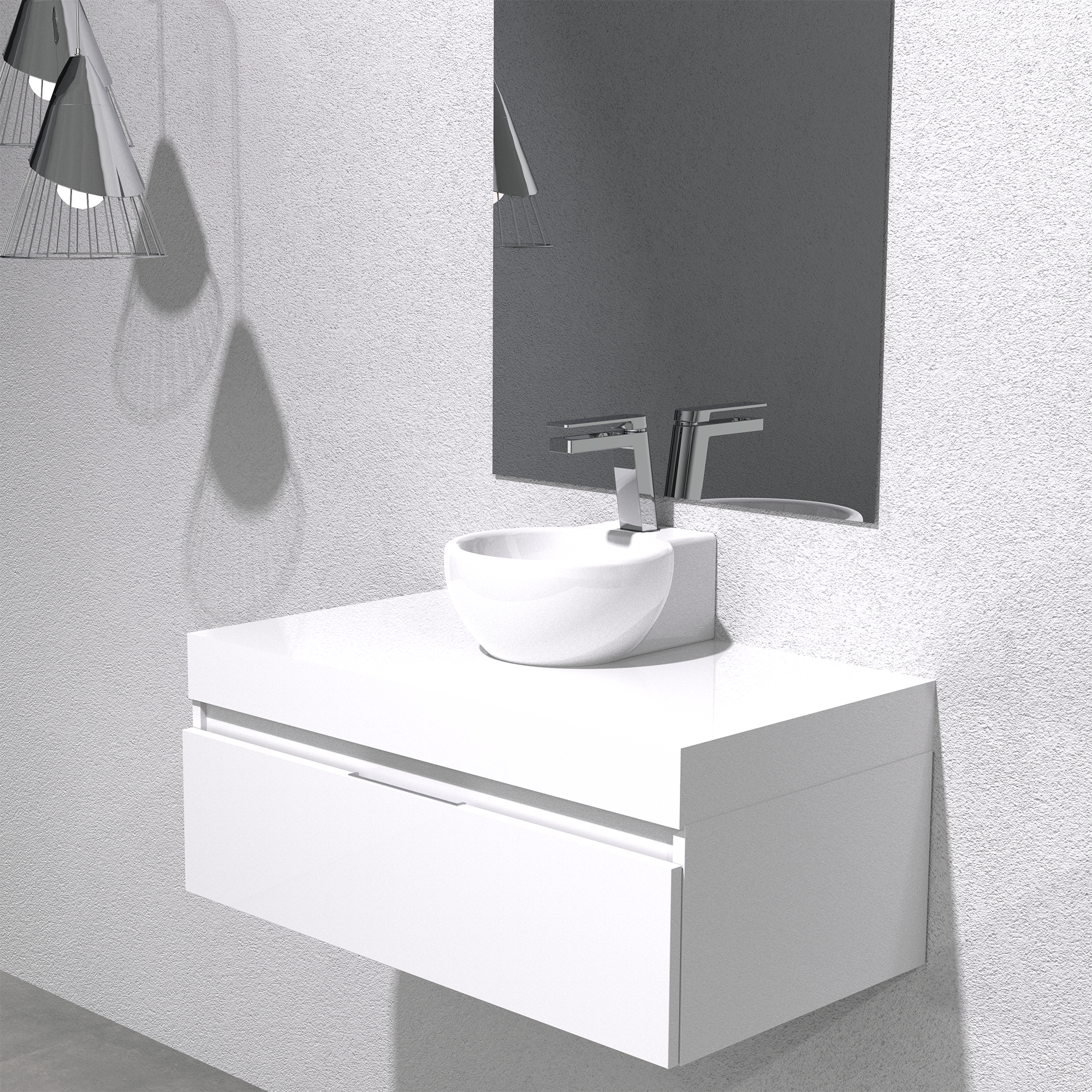 Mueble de baño con lavabo y espejo volta blanco 80x45 cm