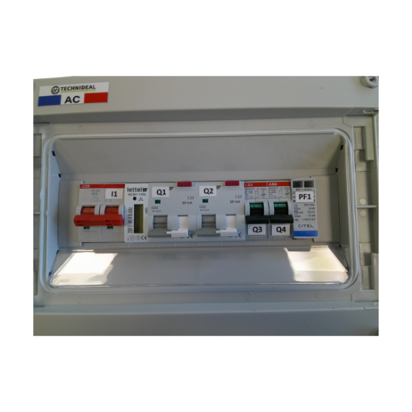 Coffret de protection AC 2L 8kW compteur de production - TECHNIDEAL