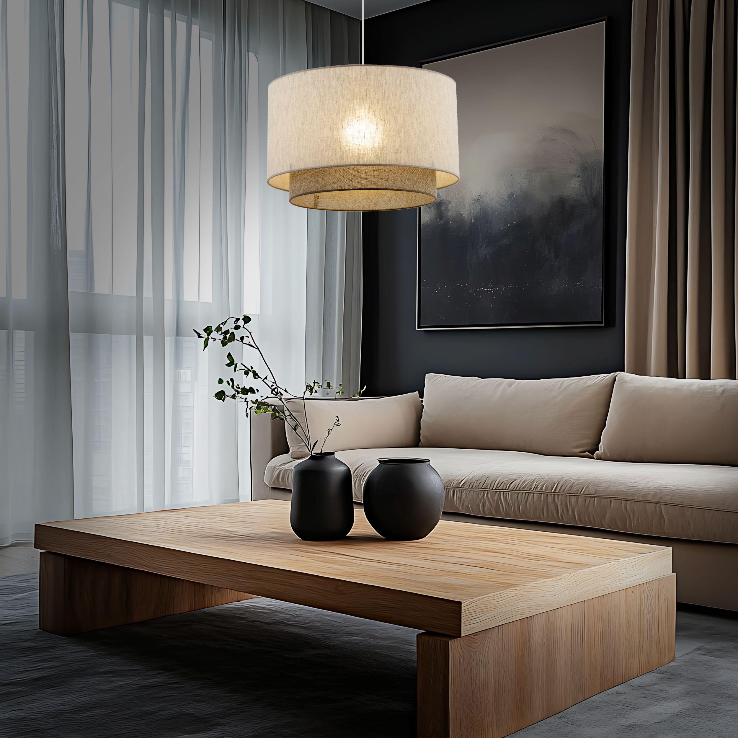 Lampa wisząca Duo 1xE27 50 cm white nature beżowa TK LIGHTING - 2