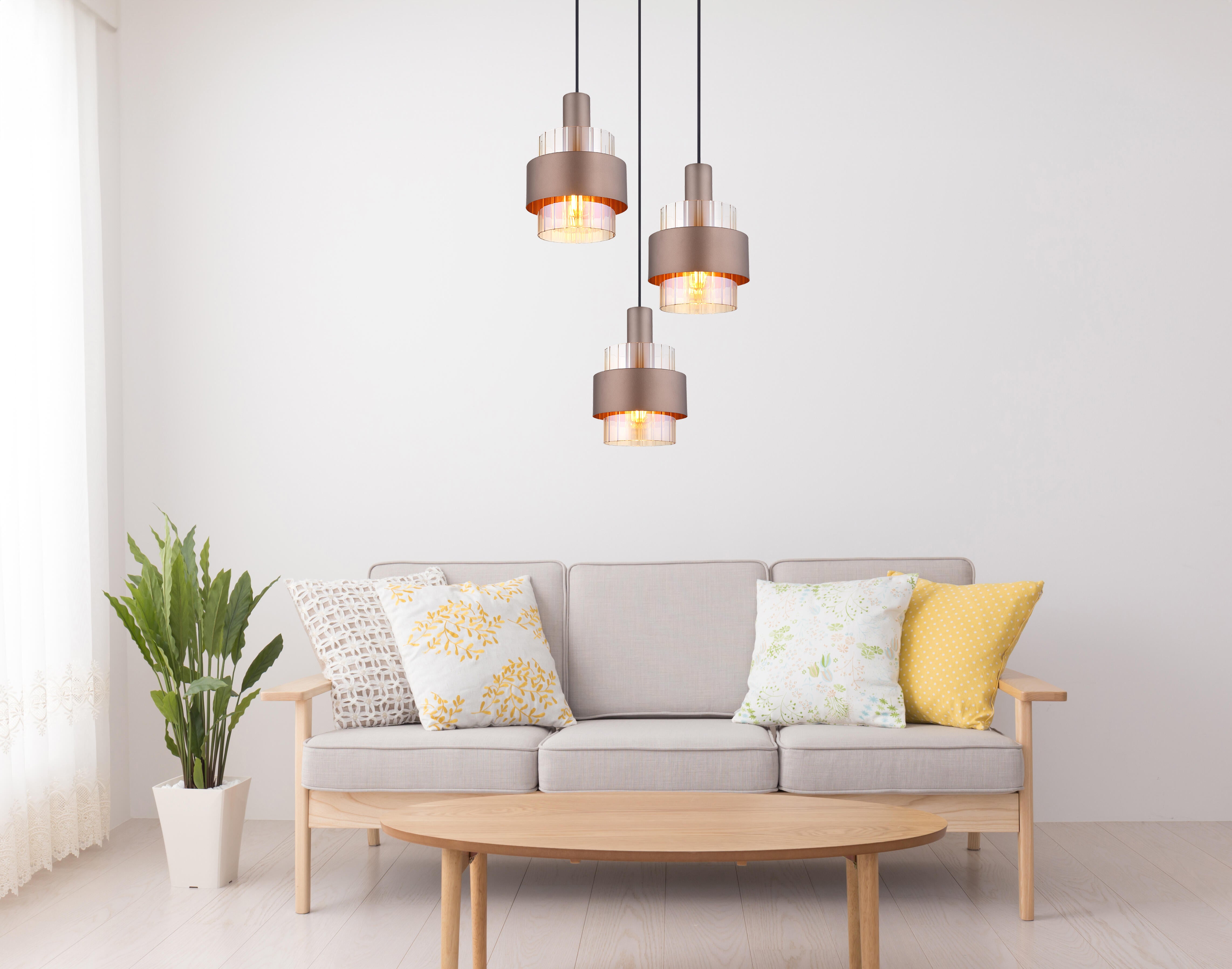 Candeeiro suspenso Milley 3 lâmpadas E27 60W metal preto - 3