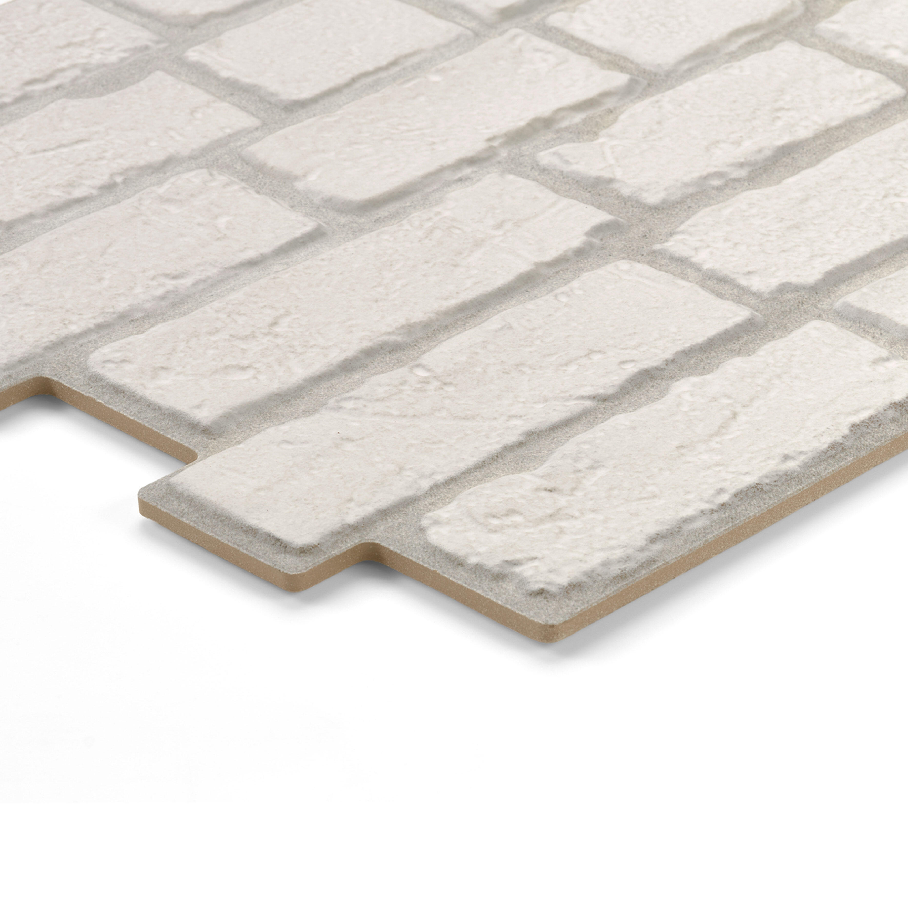 Suelo/Azulejo porcelánico Brick efecto ladrillo blanco 33x47 cm | Leroy ...