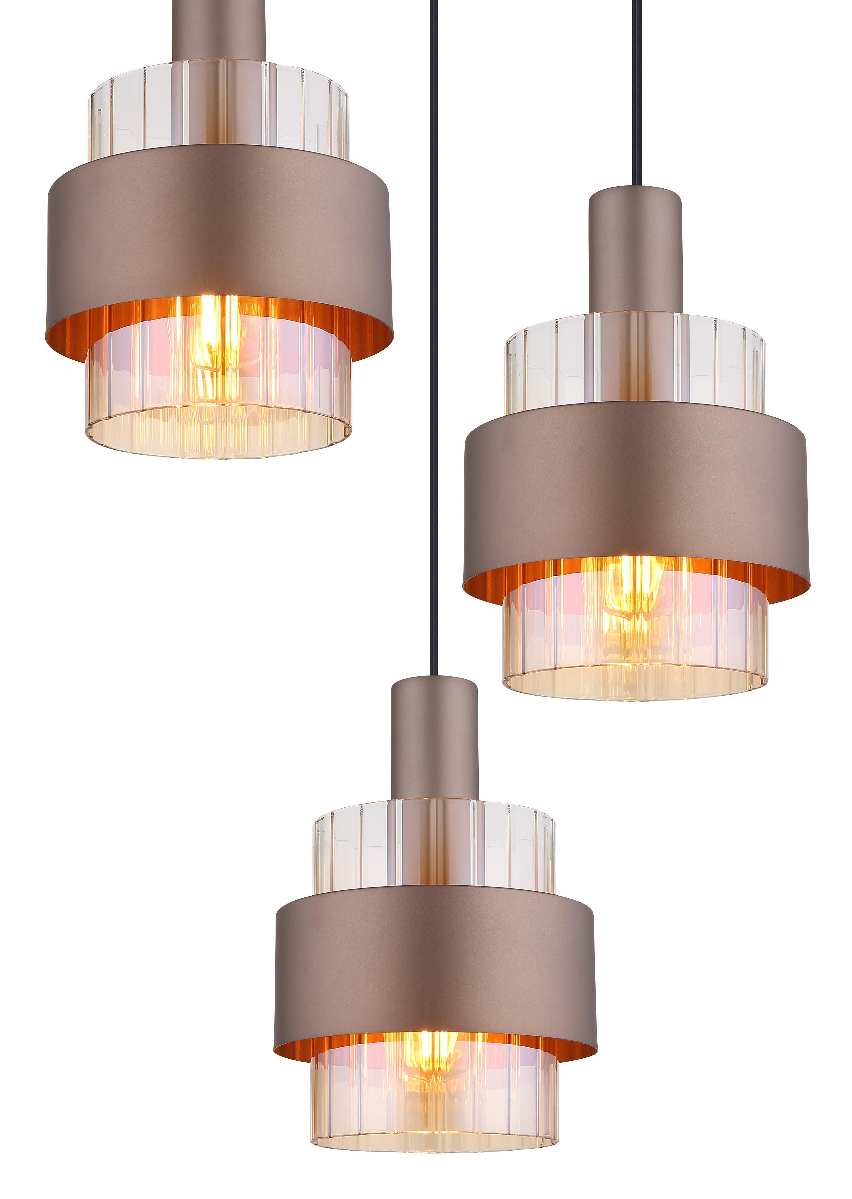 Candeeiro suspenso Milley 3 lâmpadas E27 60W metal preto - 4