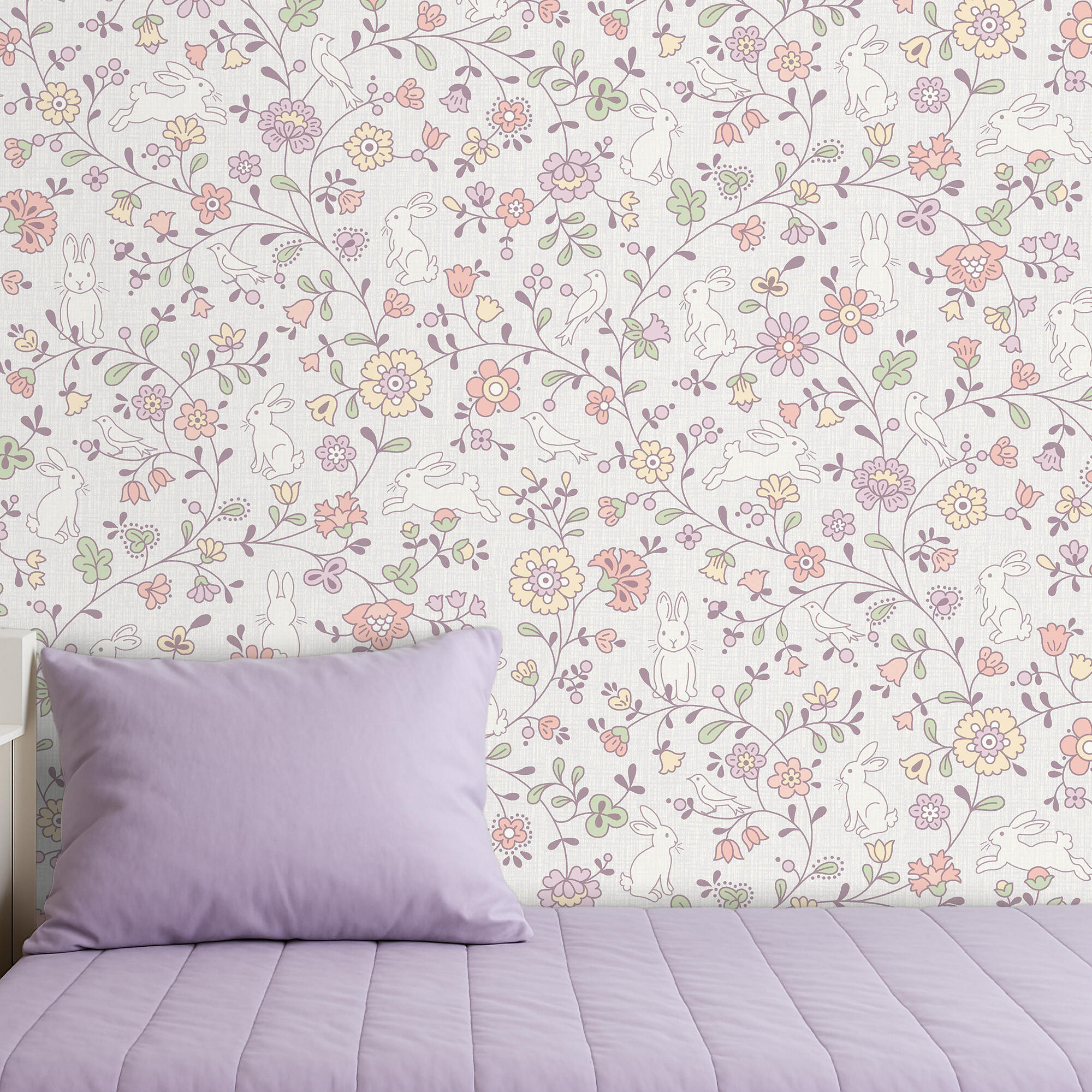 Papel pintado vinilo aplicación cola en pared infantil flores y animales domésticos multicolor grandeco 53cmx10m lavable