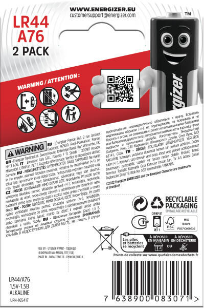 Pack de 2 pilas especiales ENERGIZER A76 1,5V - 2