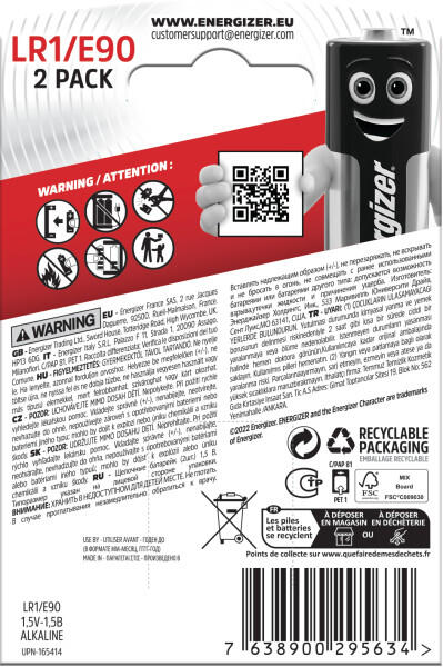 Pack de 2 pilas especiales ENERGIZER E90