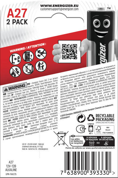 Pack de 2 pilas especiales ENERGIZER A27 - 2