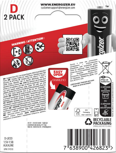 2 pilhas LR20 ENERGIZER MAX - 4