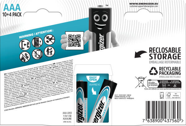 Lot de 10+4 piles alcaline AAA , 1.5 V, ENERGIZER - 2