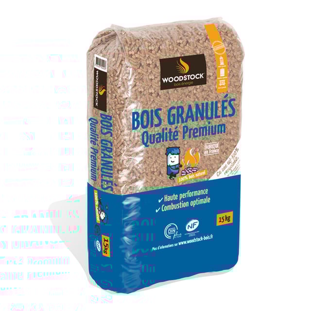 Granulés de bois WOODSTOCK en sac, 15 kg