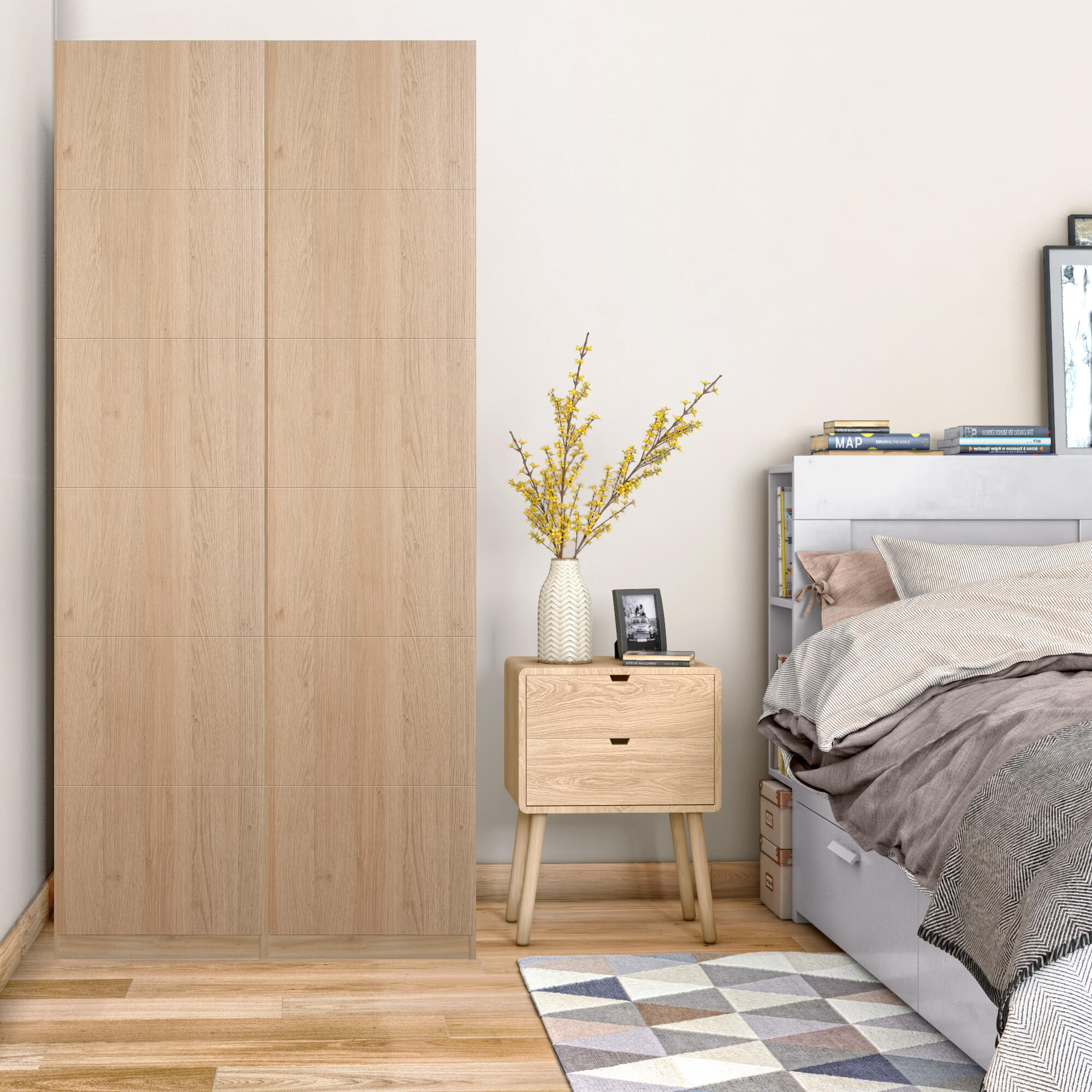 Armario spaceo home 2 puertas abatibles lucerna roble 120x240x60
