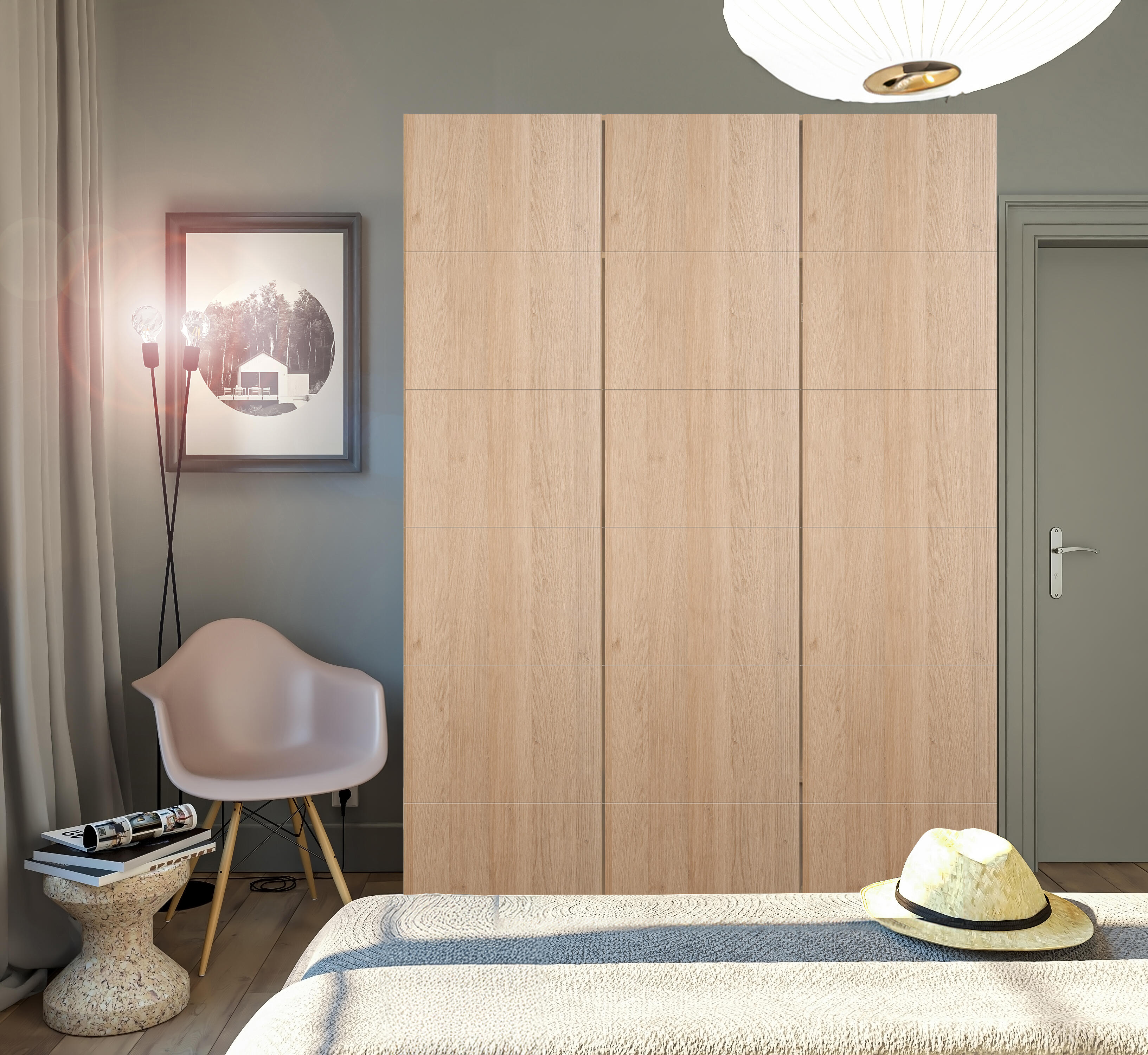 Armario spaceo home 3 puertas abatibles lucerna roble 180x240x60