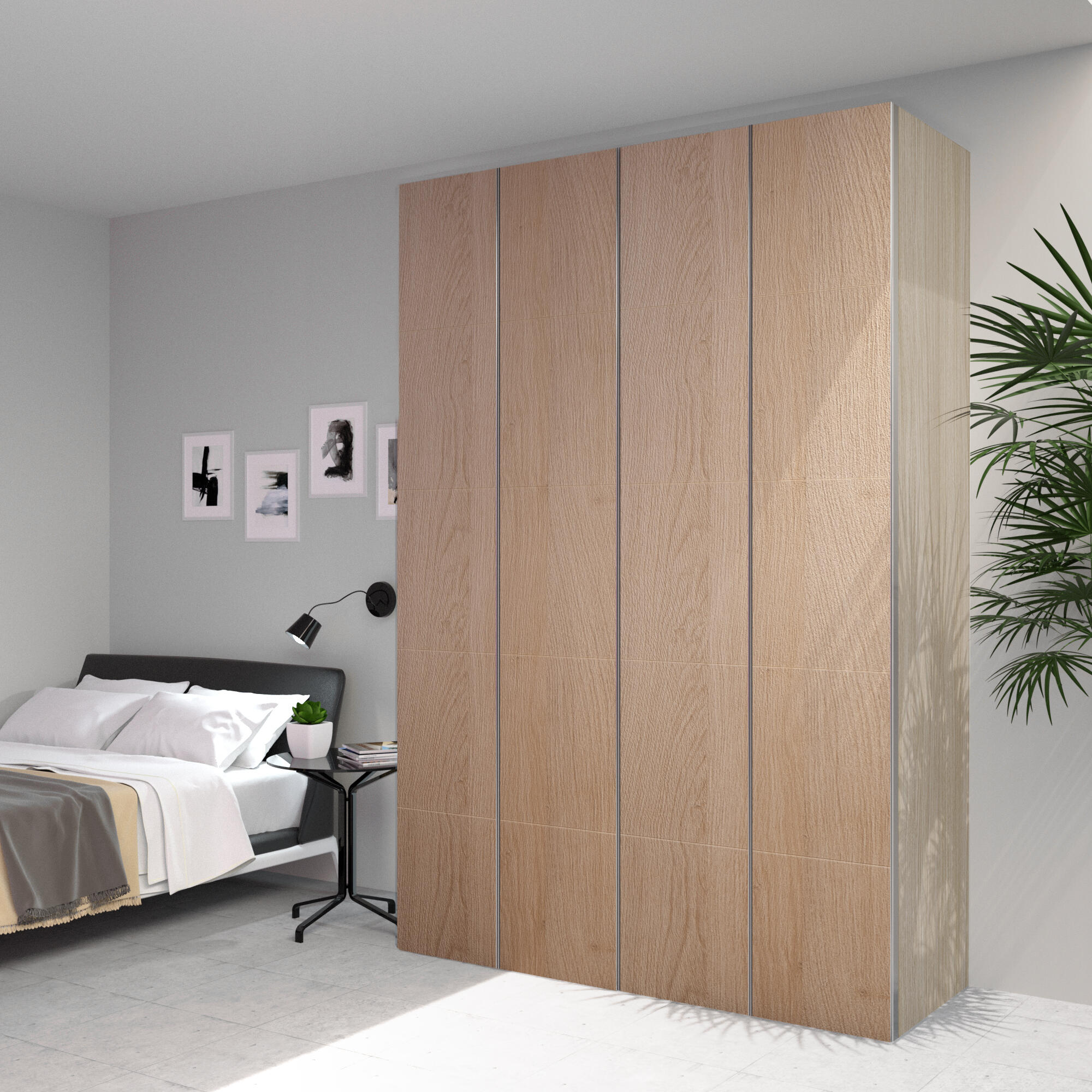 Armario spaceo home 4 puertas abatibles lucerna roble 240x240x60