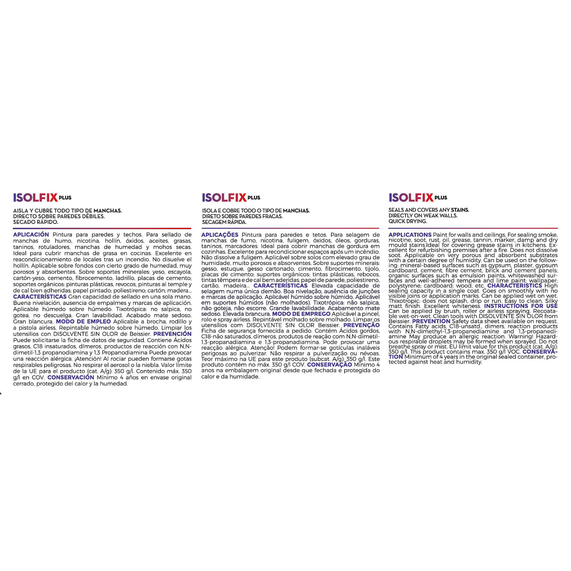 Pintura de interior antimanchas ISOLFIX color blanco mate 750ml para paredes y techos - 7