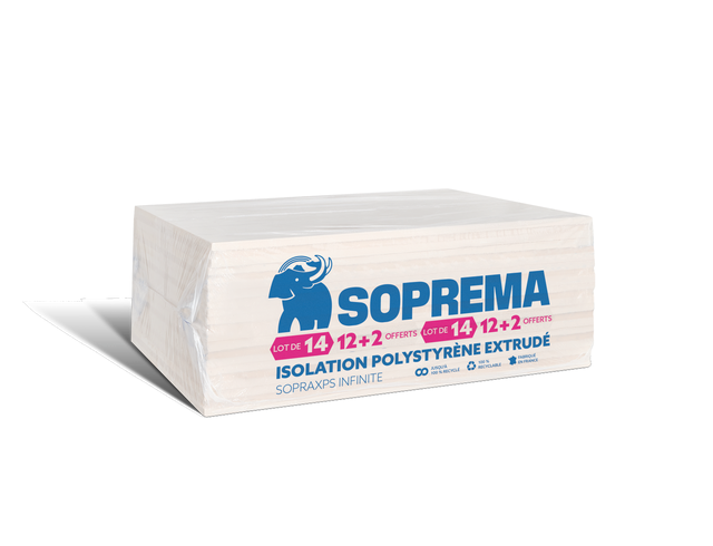 Lot de 14 Panneaux (2 gratuits) polystyrène extrudé R=0,9 Ep.3cm 125x60cm