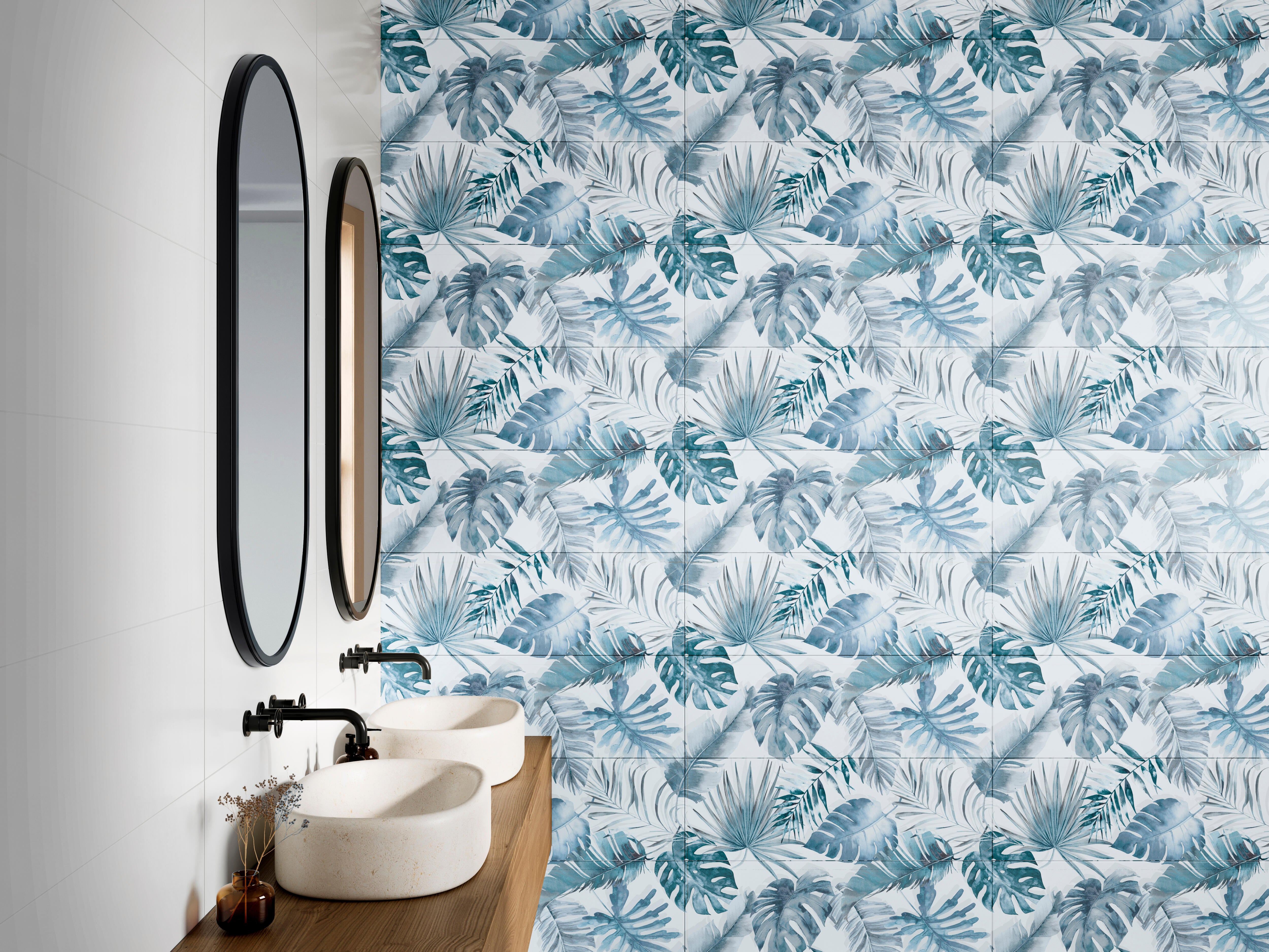 AZULEJO PASTA BLANCA 30X90CM FLORAL FRIO B - 2