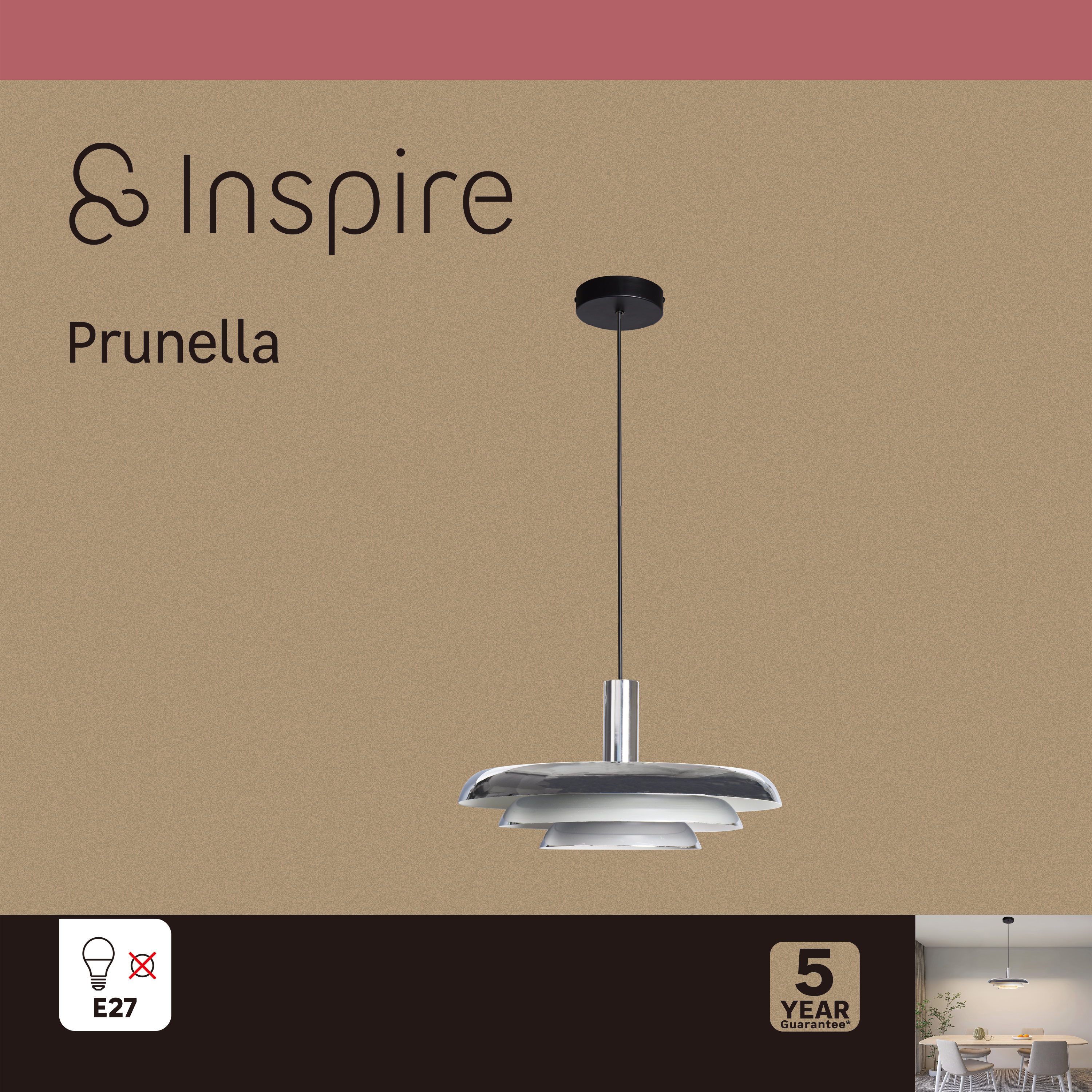 Lampa wisząca Prunella chrom E27 Inspire - 9