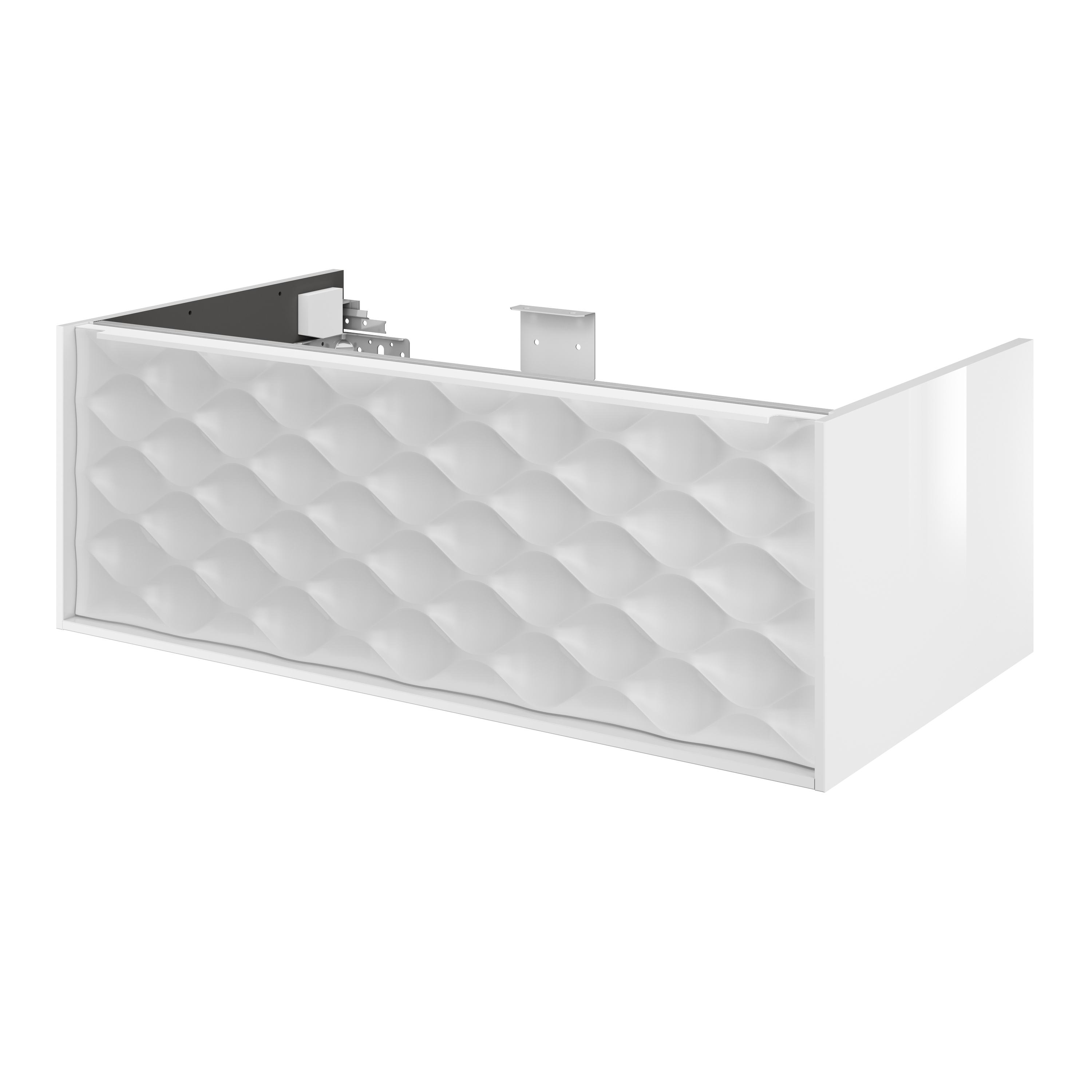 Mobile da bagno sospeso sotto lavabo L 90 x H 32 x P 48 cm bianco laccato lucido, 1 cassetto SENSEA Neo - 2