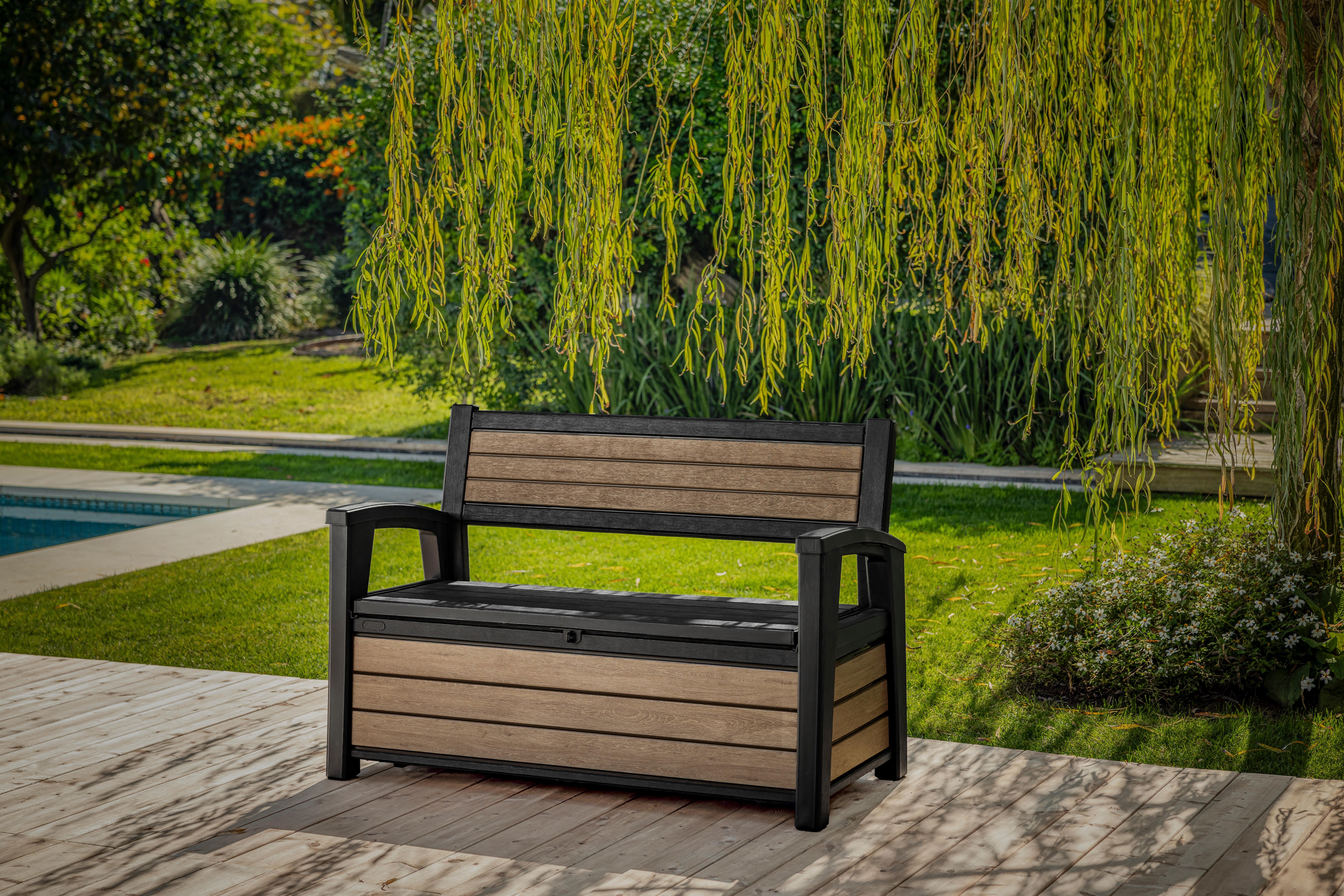 Arca de resina Bench 132,1x61,2x89 cm 227L efeito madeira Keter - 5