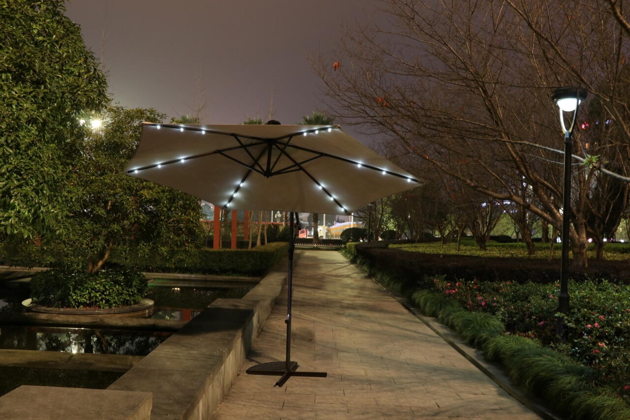 Parasol de mástil central de aluminio gris / plata redondo 300 cm