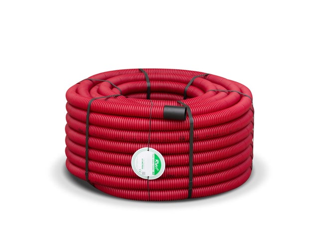 TUBO CORRUGADO DOBLE CAPA ROJO 40MM 50M