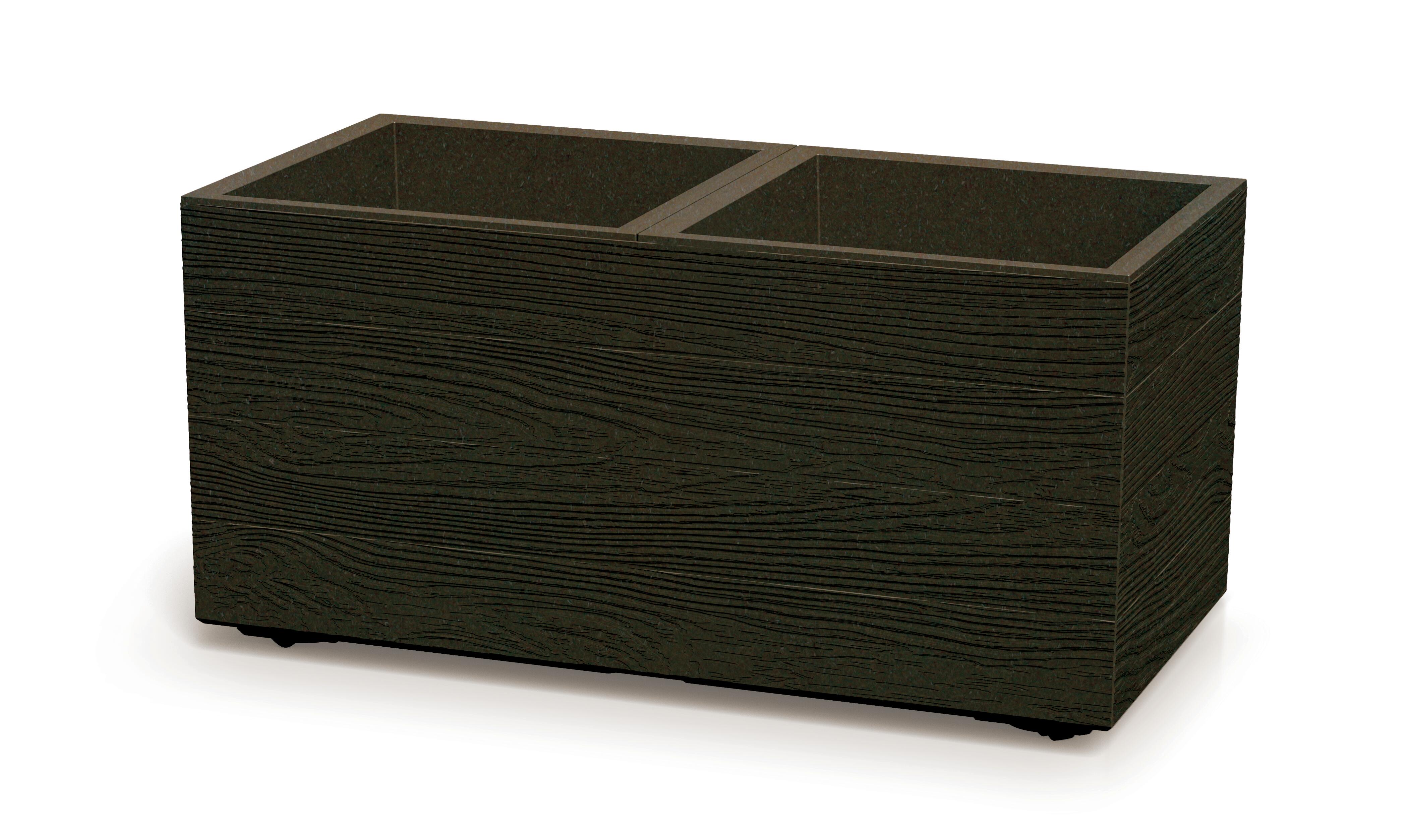 Jardinera rectangular de resina prosperplast ecowood 80x40an 38.5 x 37 cm gris con ruedas
