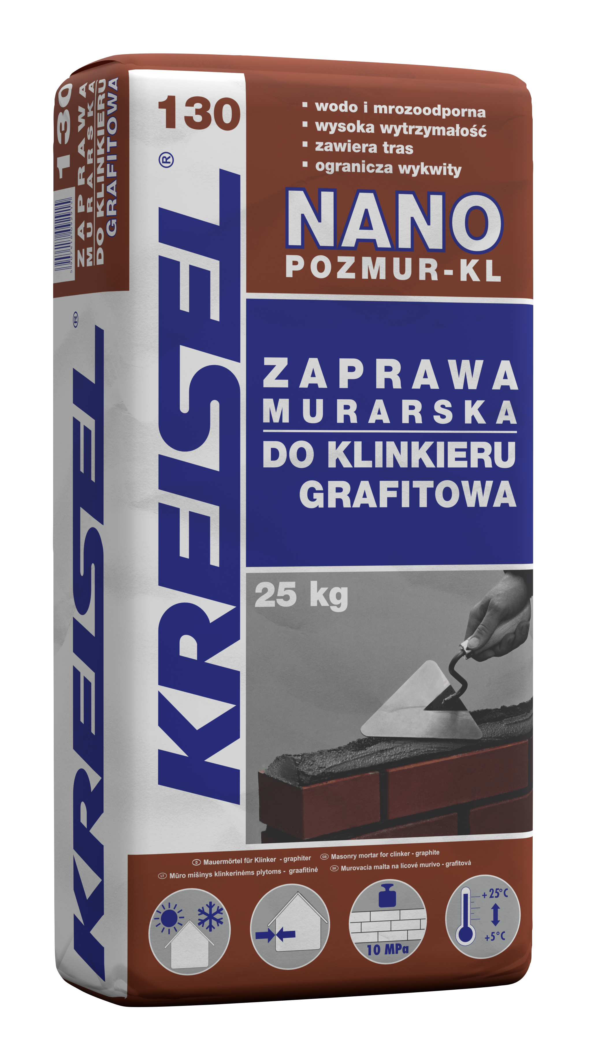 Zaprawa klejowa do klinkieru POZMUR-KL 130 Grafitowa 25 kg Kreisel