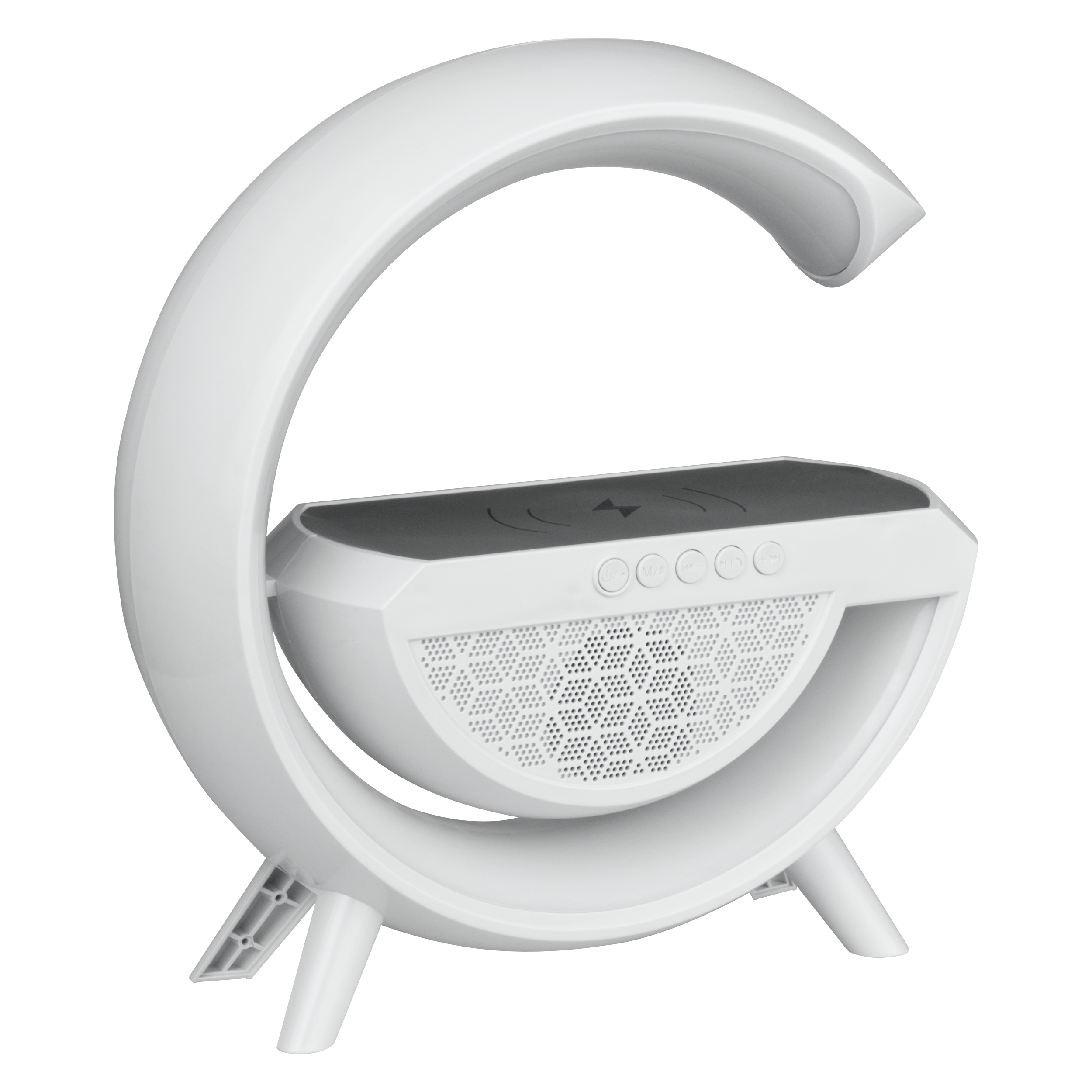 Lampka biurkowa LED z głośnikiem Bluetooth z ładowarką indukcyjną RGB biała DPM