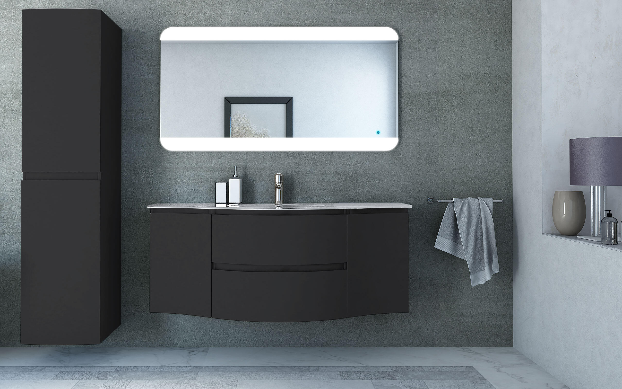 Estensione per mobile da bagno Vague 1 anta grigio antracite L 35 x H 55 x P 40 cm - 2