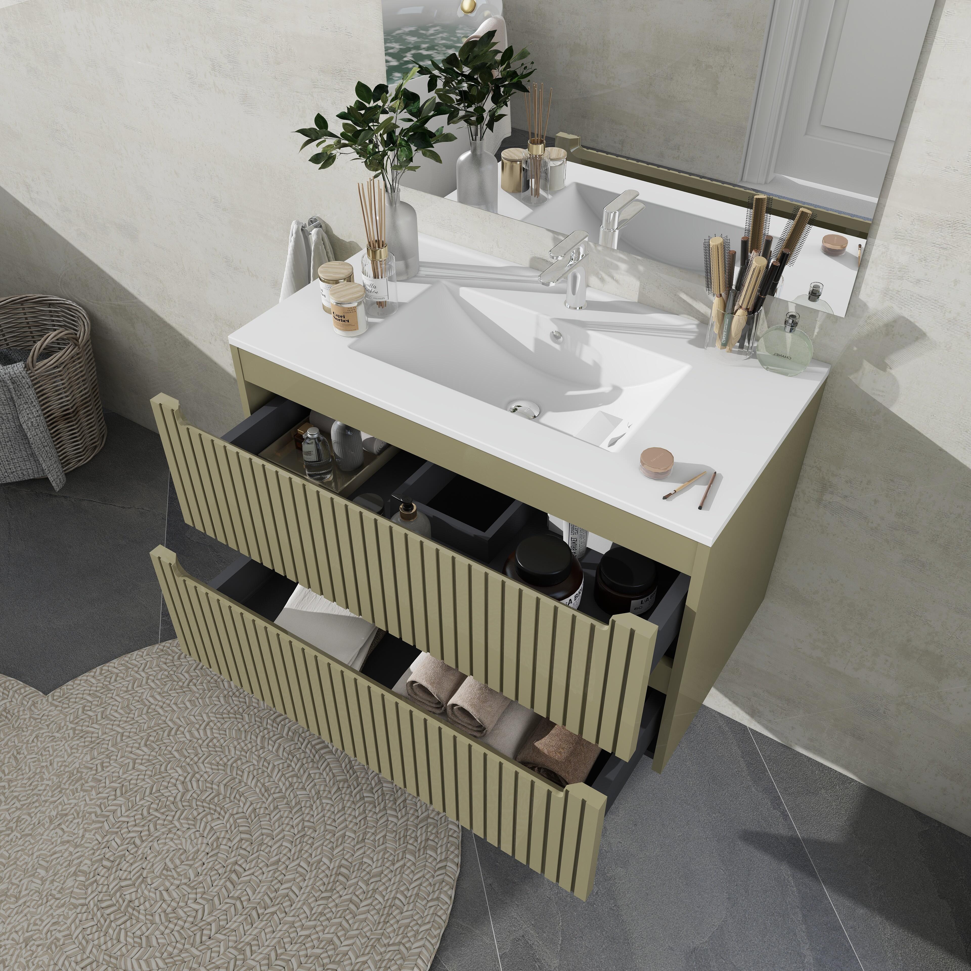 MUEBLE DE BAÑO BLUR VERDE 80X45CM - 6