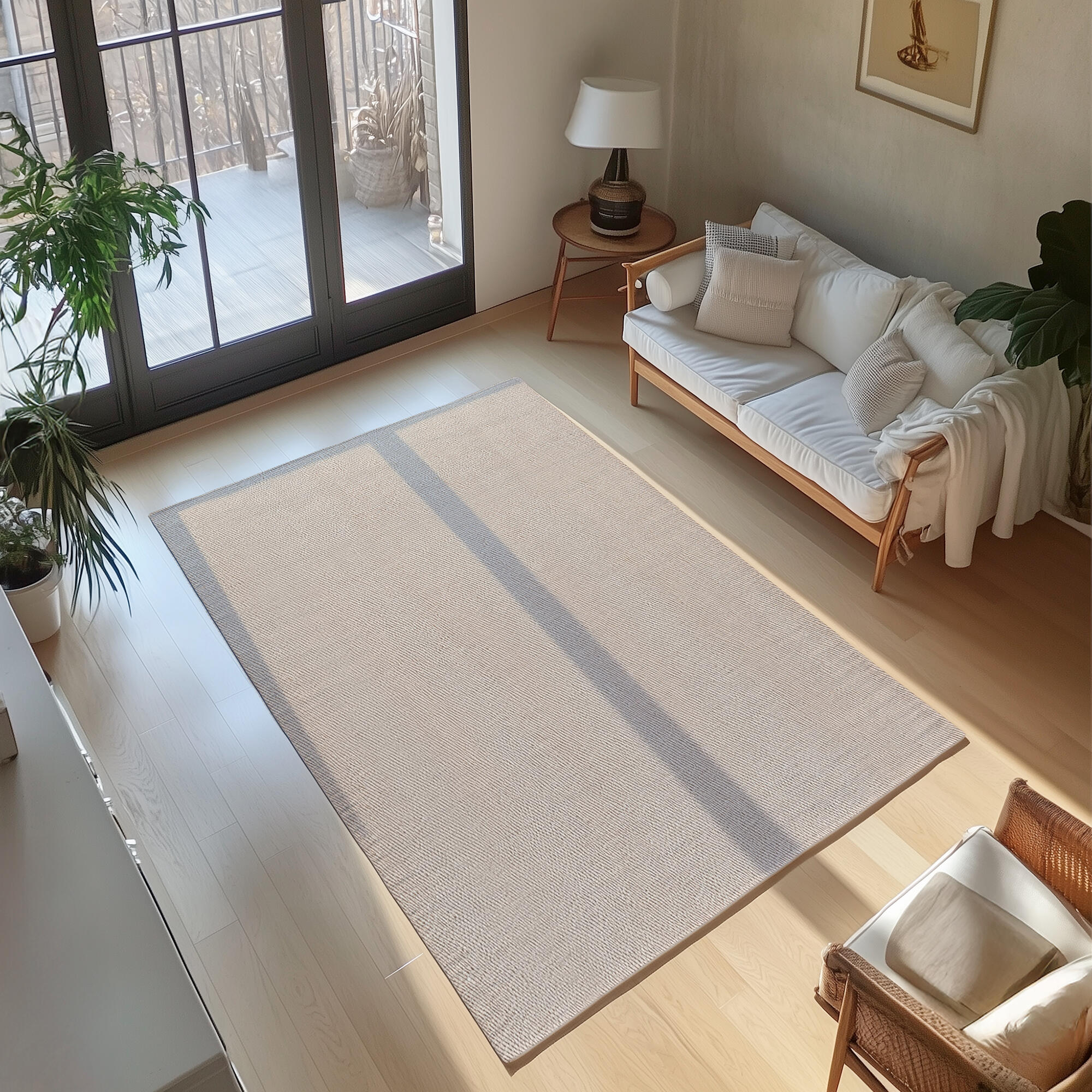 Alfombra exterior/interior pvc tejido plano base antideslizante teplon natural 140x200cm