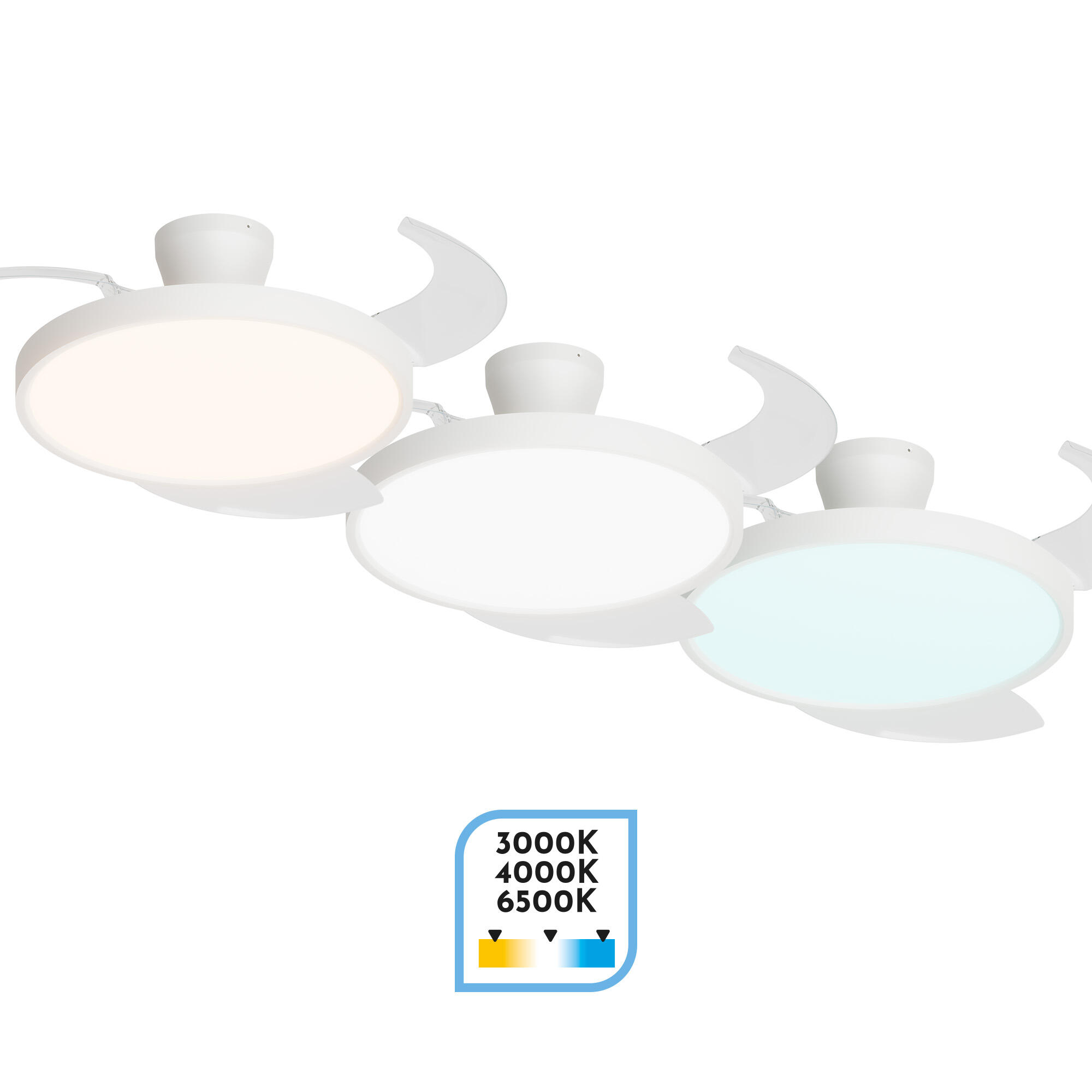 Ventilador de techo con luz silencioso DC 29W con mando ø107 cm Mera ARTE CONFORT blanco luz CCT 3 aspas| 6 velocidades| modo verano/invierno| temporizador| brisa| recomendado de 13 a 20m² - 3
