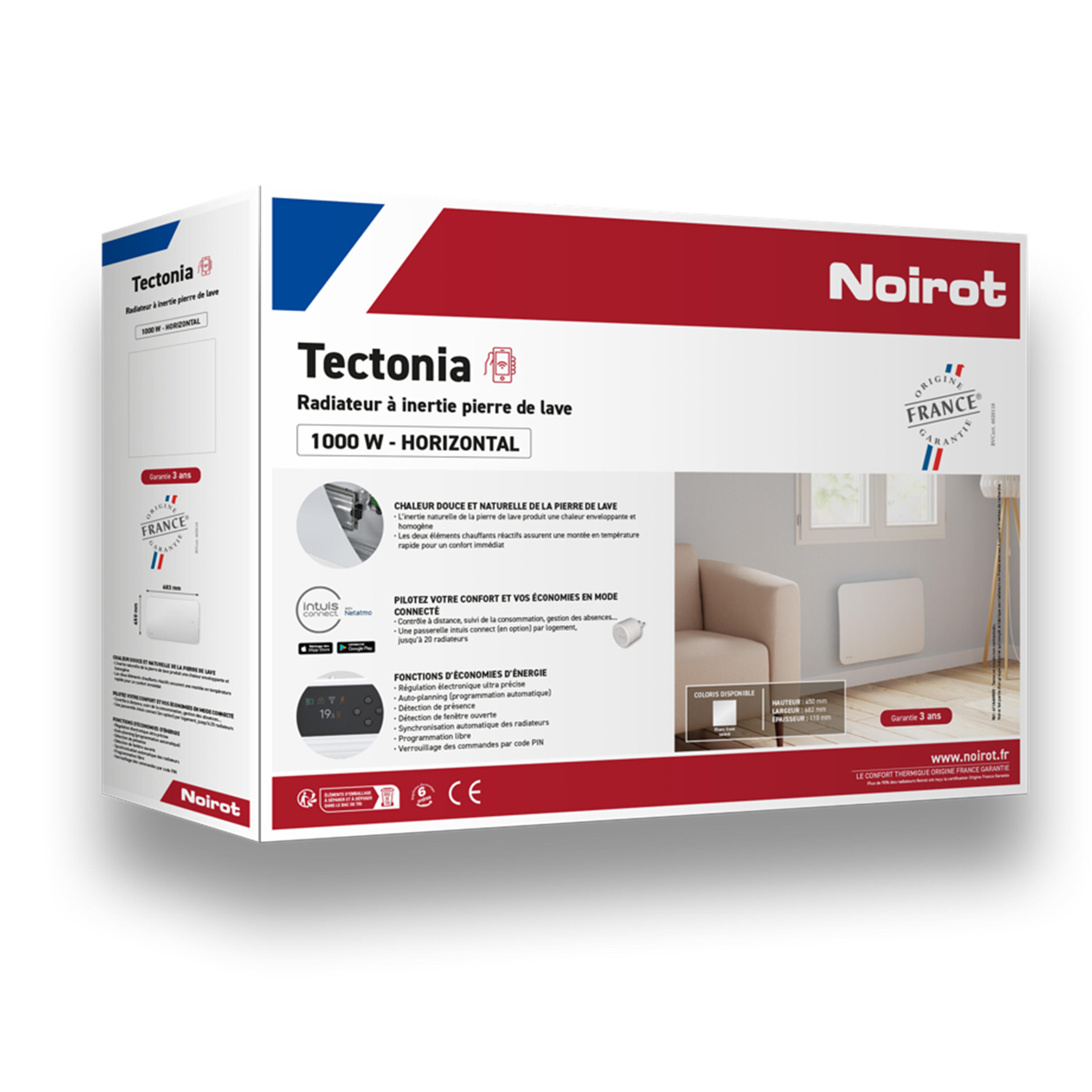 Radiateur électrique connecté à inertie sèche 1000 W TECTONIA NOIROT - 8