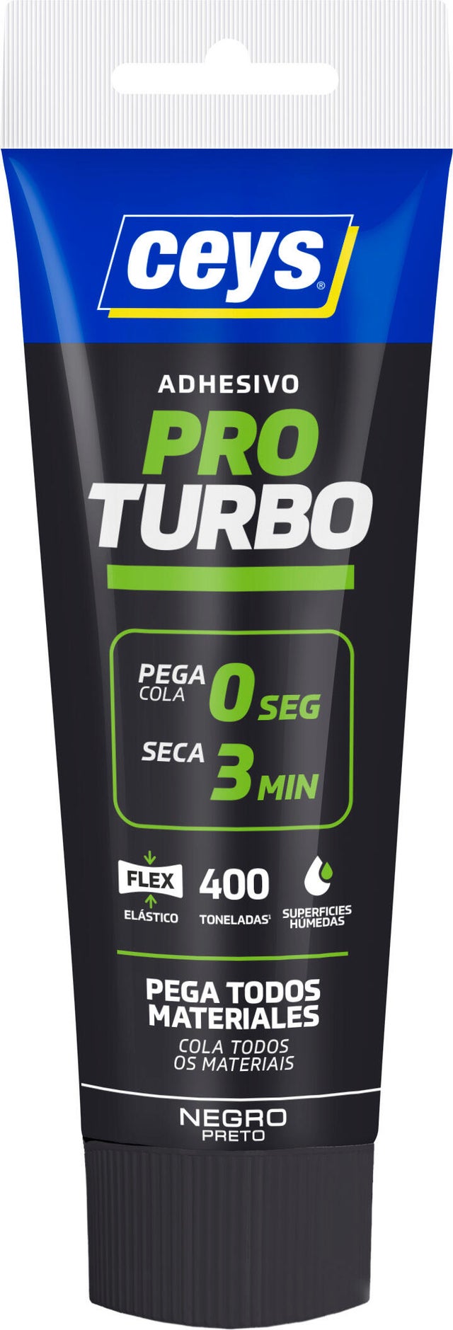 Adhesivo de montaje CEYS PRO Turbo 125 ml negro para madera, metal, PVC, resistente a las intemperies, impermeable,  resistente a las vibraciones, se puede pintar. Para fijar un material a una superficie.