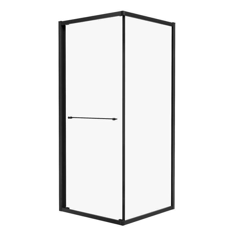 Kabina prysznicowa prostokątna Interia 80x90x200 cm czarna szkło transparentne Wellneo