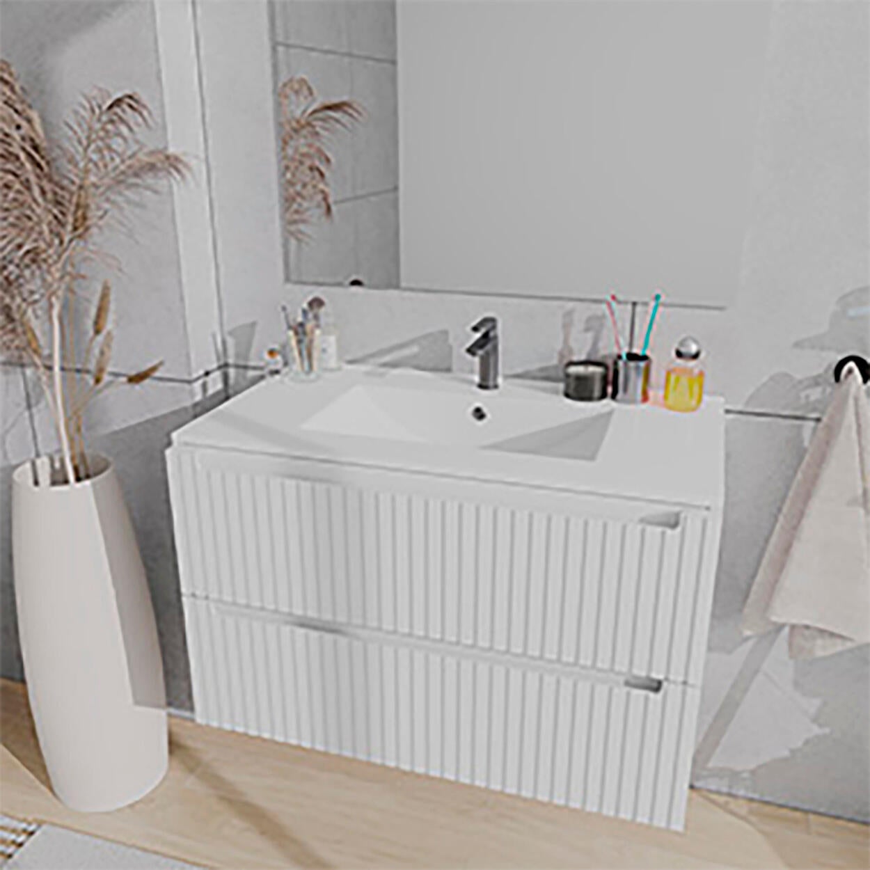 MUEBLE DE BAÑO BLUR 100CM BLANCO 2 CAJONES - 7