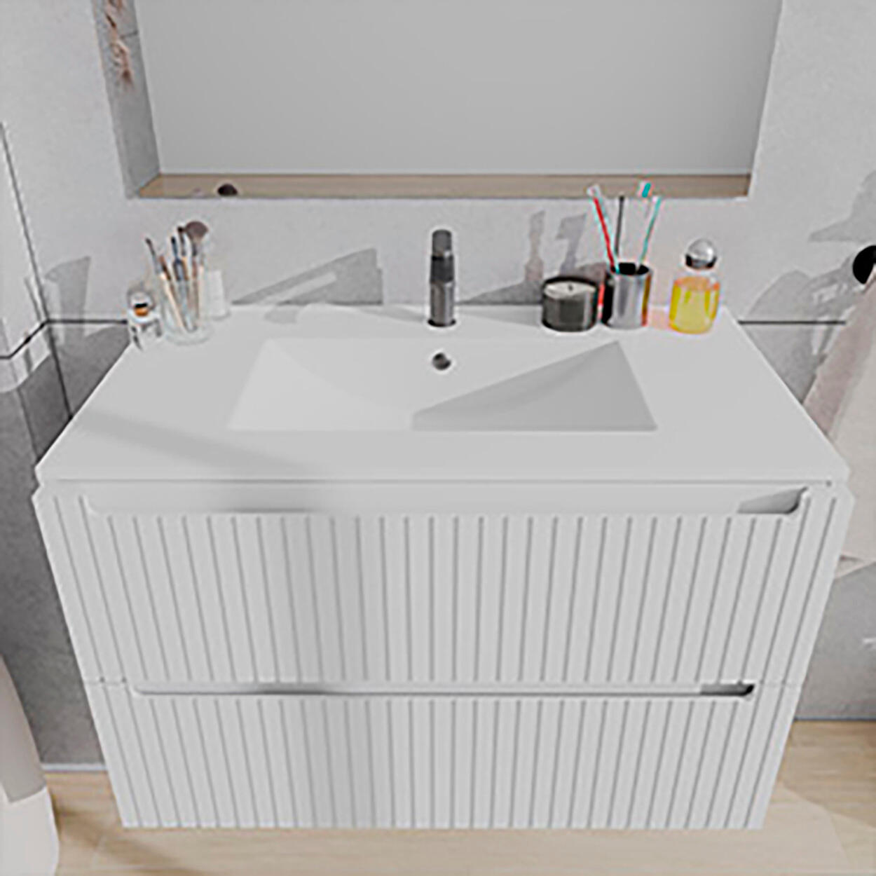 MUEBLE DE BAÑO BLUR 80CM BLANCO 2 CAJONES - 6