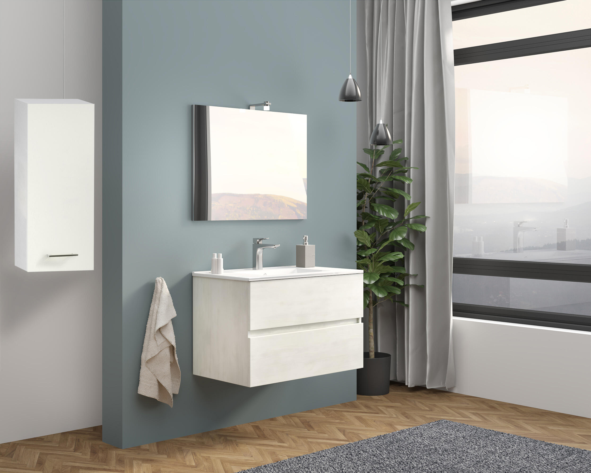 Relaxdays Pensile da Bagno, in Legno di Noce, HxLxP: 46,5 x 35 x 21 cm
