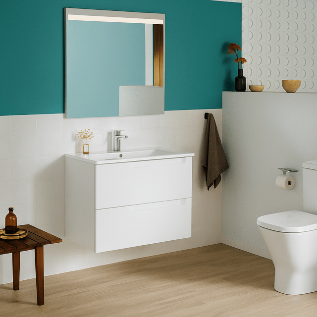 MUEBLE DE BAÑO CON LAVABO ROCA BORNEO BLANCO 80.5X46CM