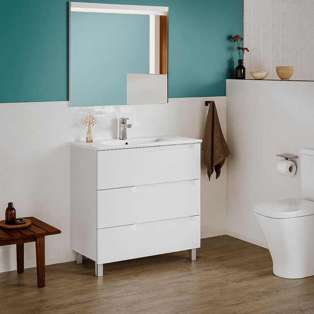 MUEBLE DE BAÑO CON LAVABO ROCA BORNEO BLANCO 80.5X46CM