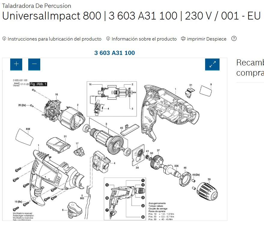 Perceuse à percussion filaire BOSCH UniversalImpact 800, 800 W - 7