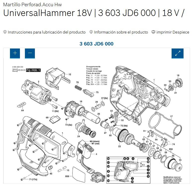 Marteau perforateur sans fil BOSCH UniversalHammer 18V + 1 batterie 4Ah - 11