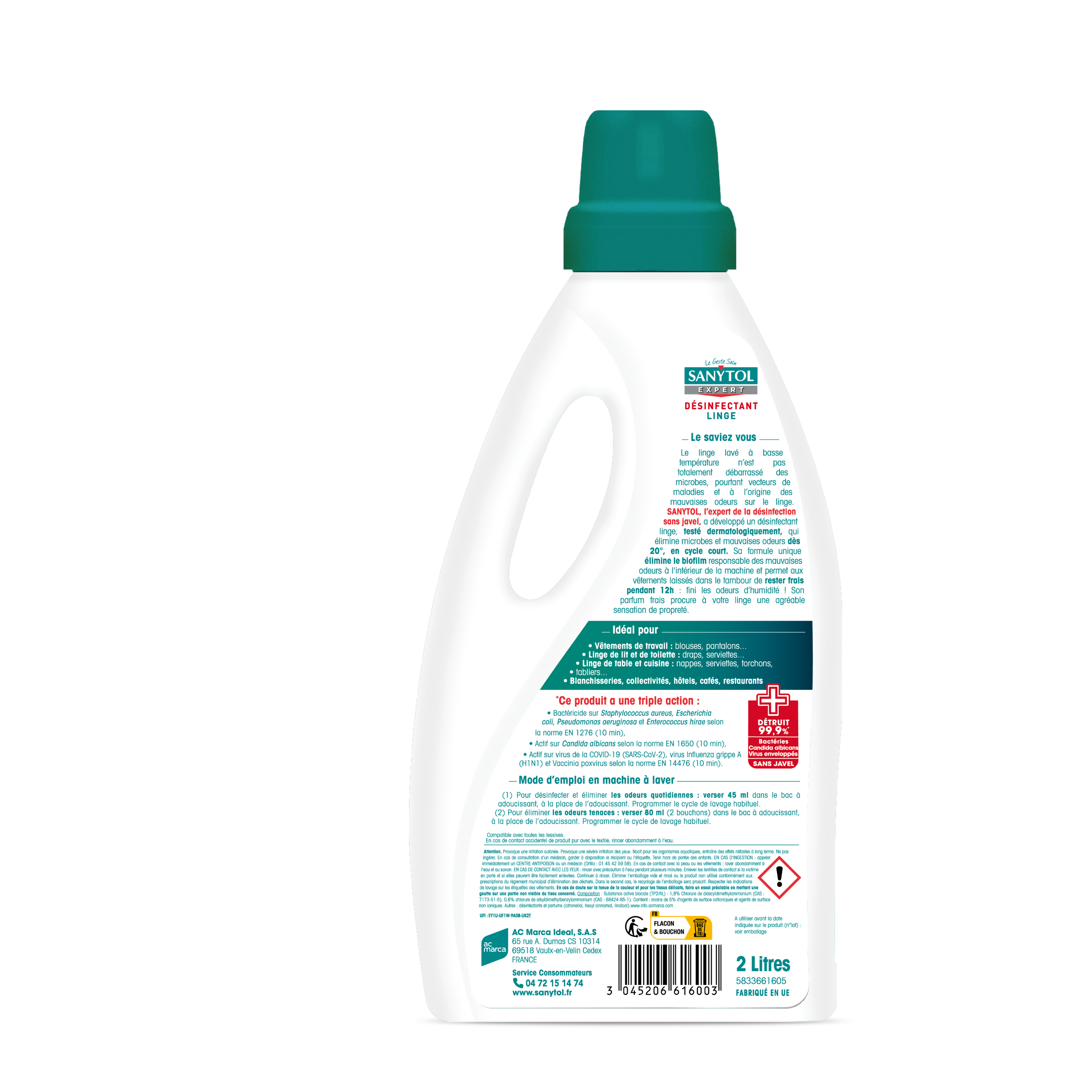 Lessive SANYTOL Expert, désinfectant du linge fleuri 2 l - 6