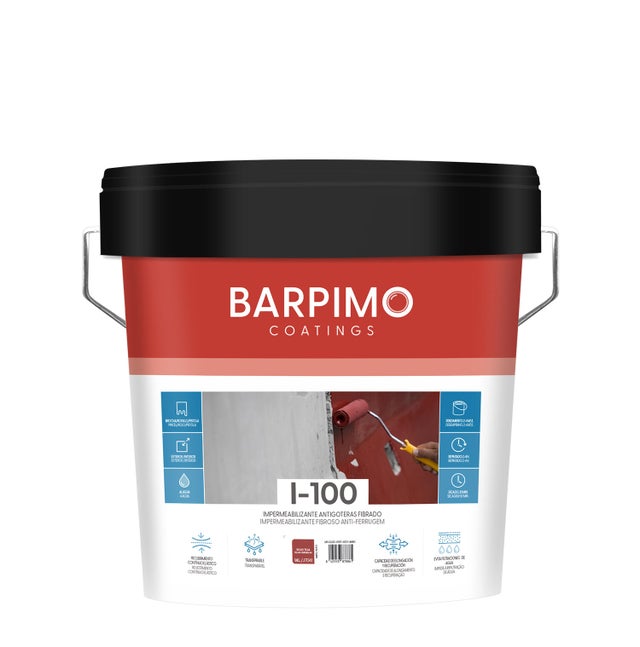 IMPERMEABILIZANTE CAUCHO FIBRADO I100 BARPIMO 14L ROJO 