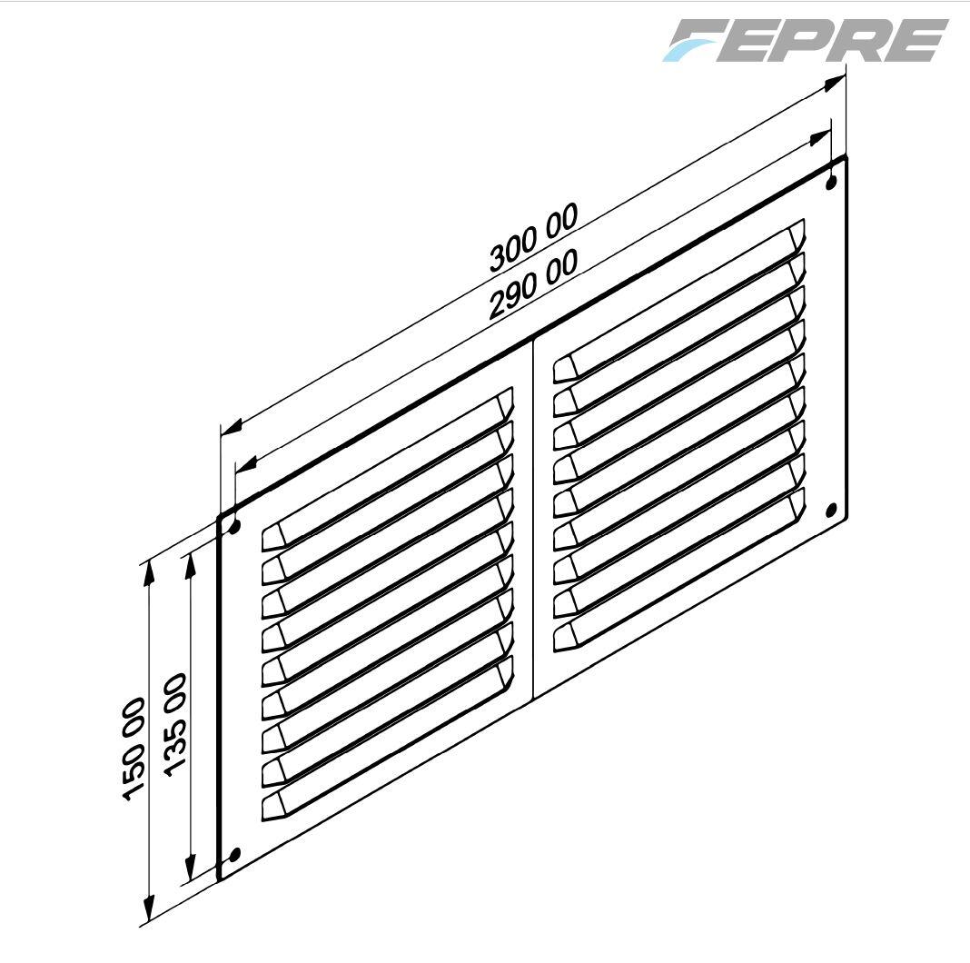 Grelha ventilação 15x30cm s/b com mosqueteira lacado branco - 3